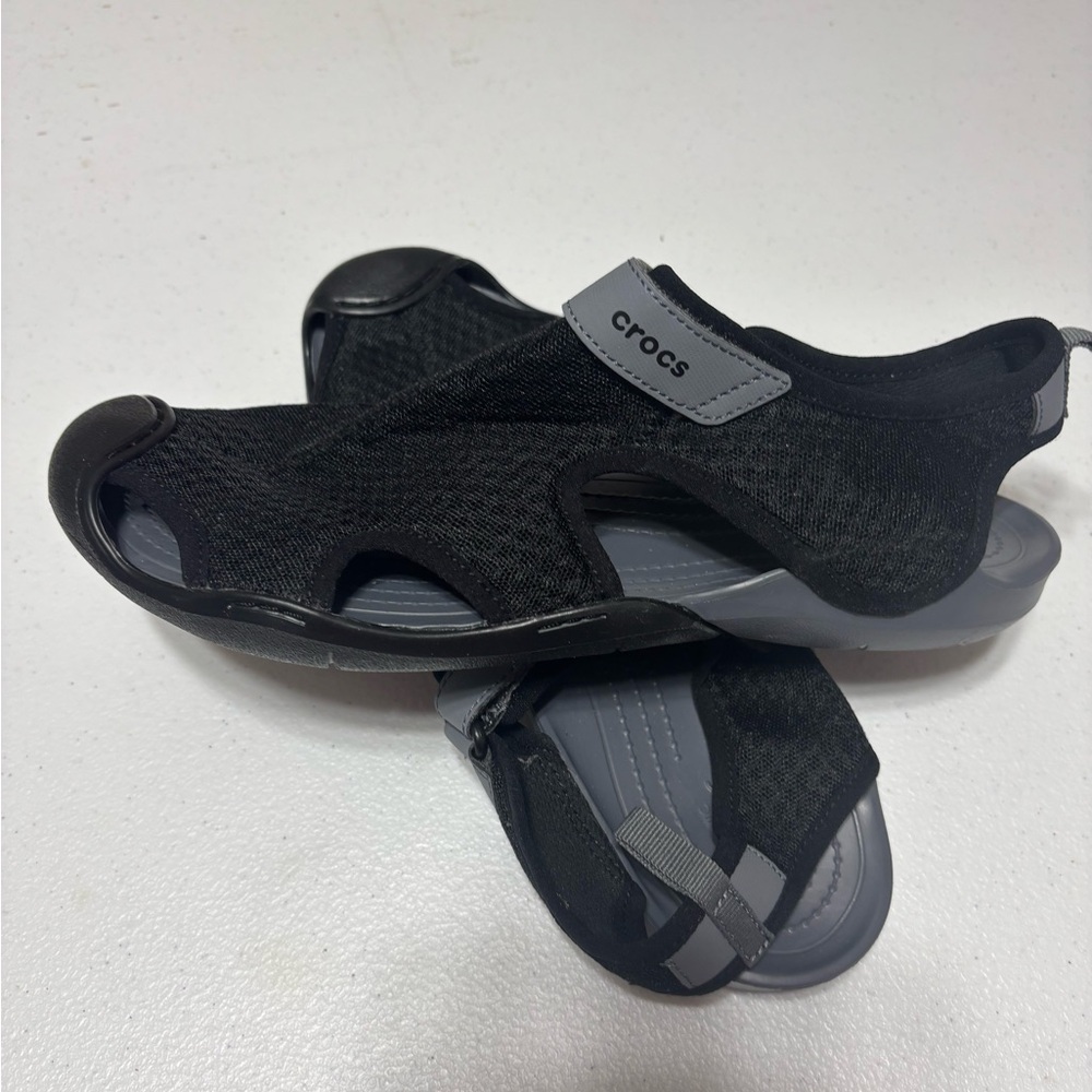CROCS Black and Gray Slip-On Shoes - Picture 2 of 4